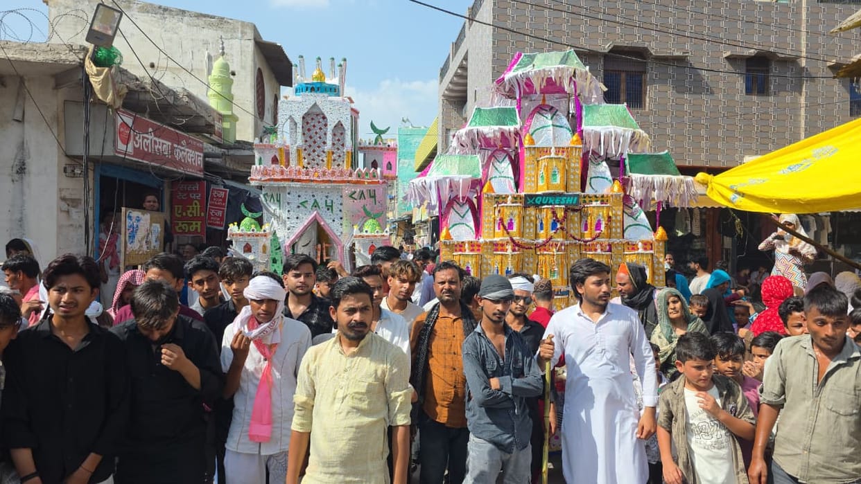 Tazias laid to rest at Karbala amidst chants of 'Ya Hussain'