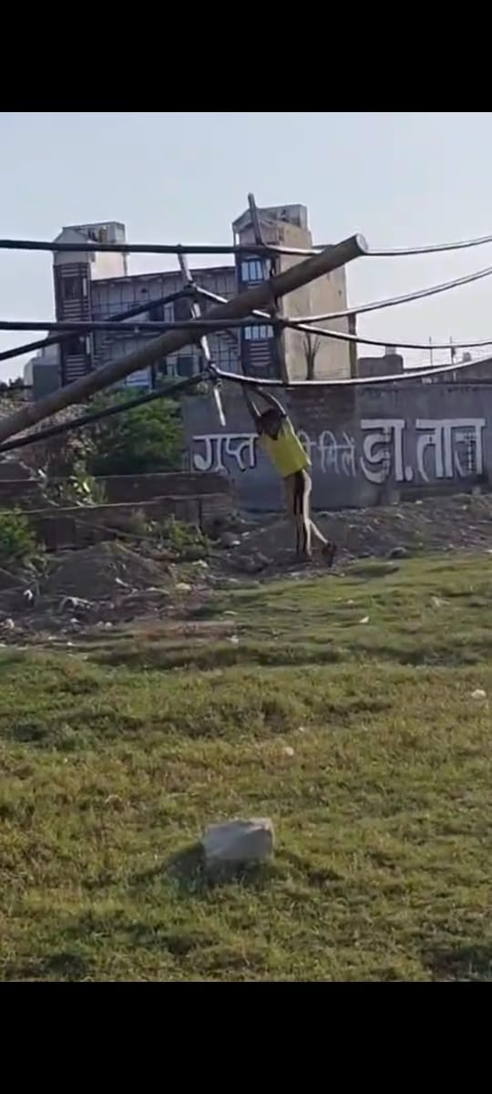 Children seen dangling from high-tension line; video goes viral.