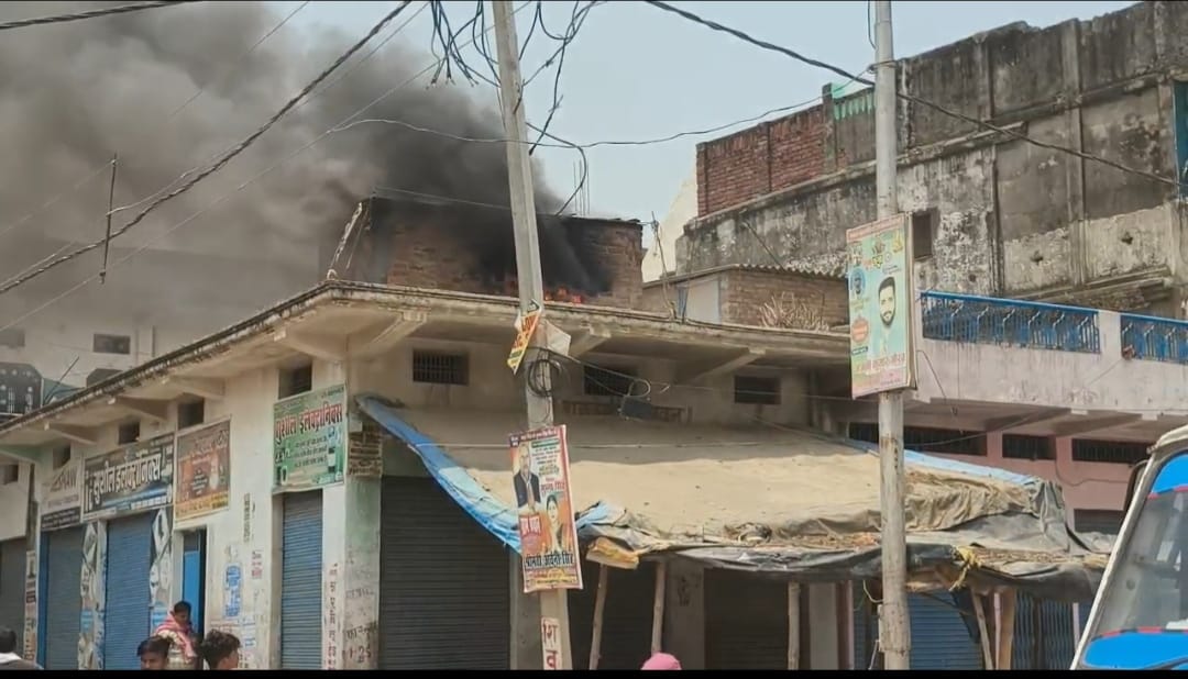 Goods reduced to ashes after fire breaks out on the roof.
