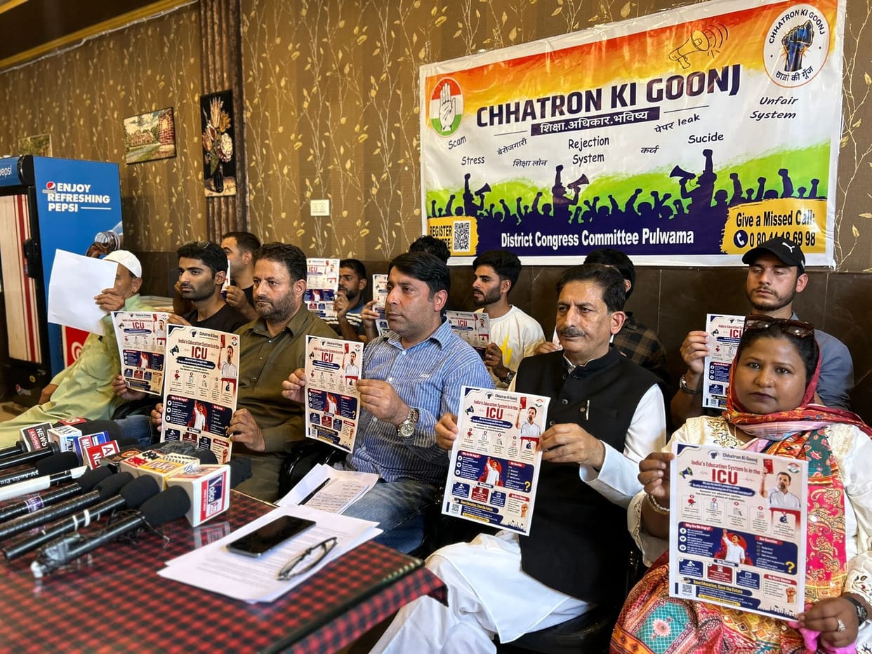 Srinagar, Congress Protest, Neet Paper Leak, Pulwama