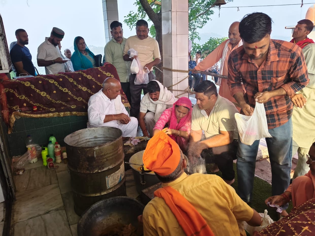 people worship tribhoni mata temple
