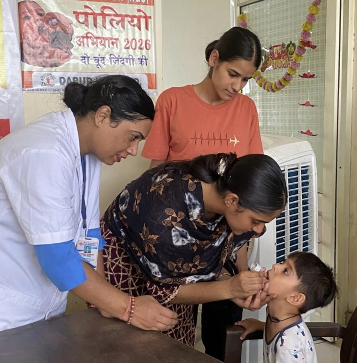 Administered the 'two drops of life' to 350 children