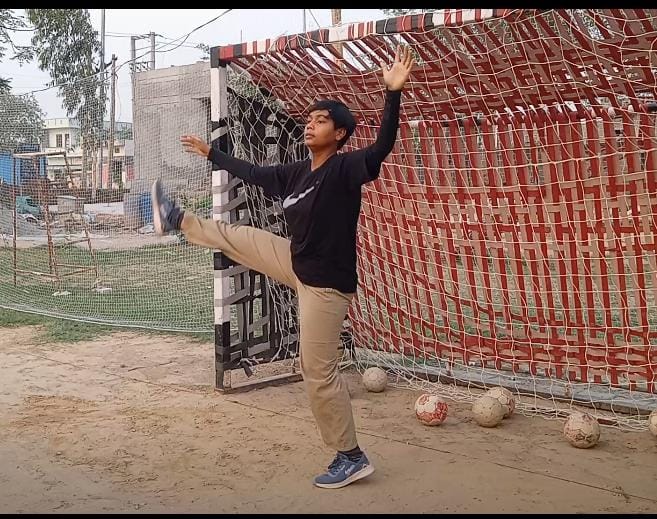 Soaring high on determination: Bhavika, a laborer's daughter, brings honor to the sport of handball.