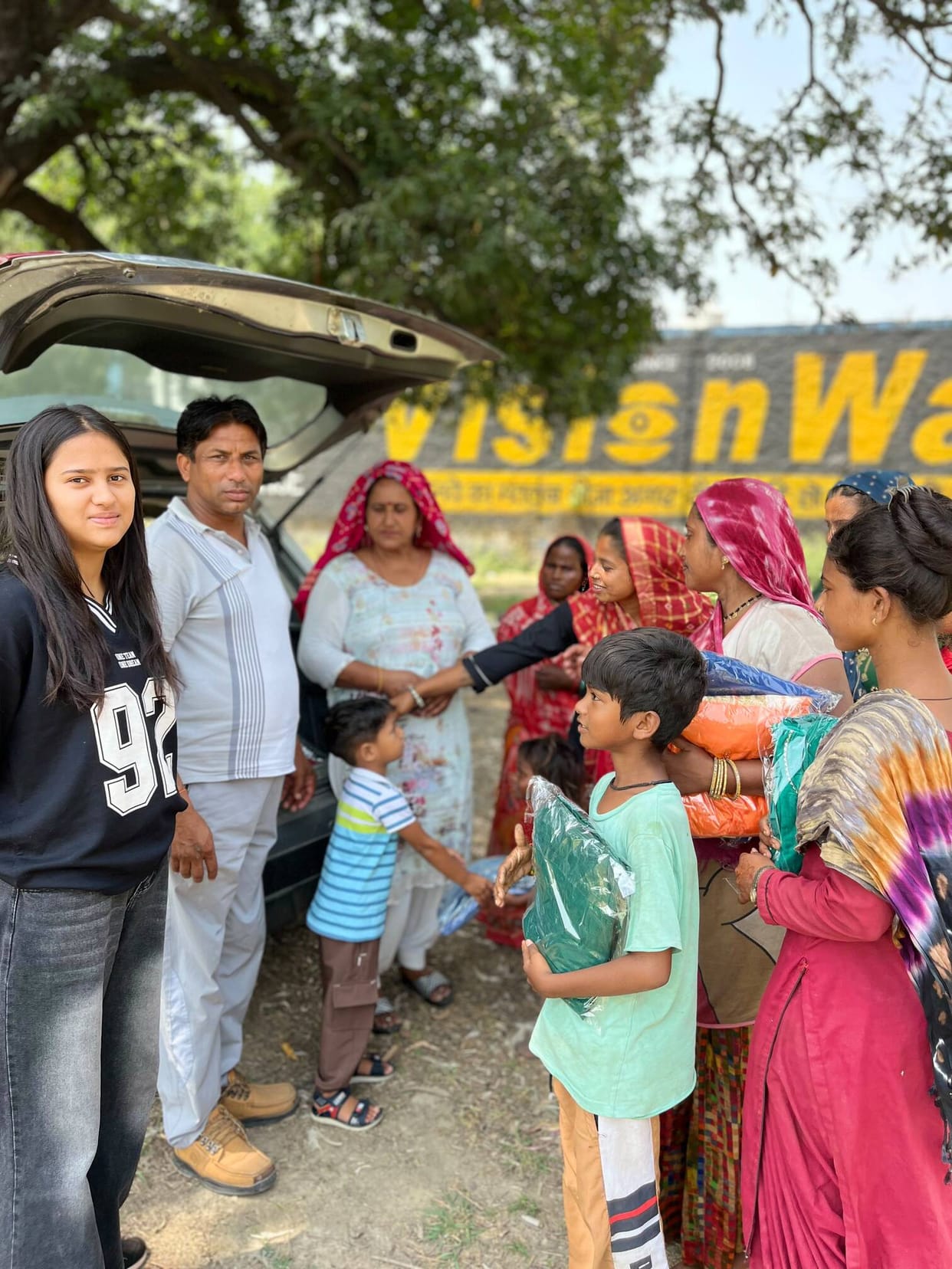 Distributed clothes and supplies to the needy