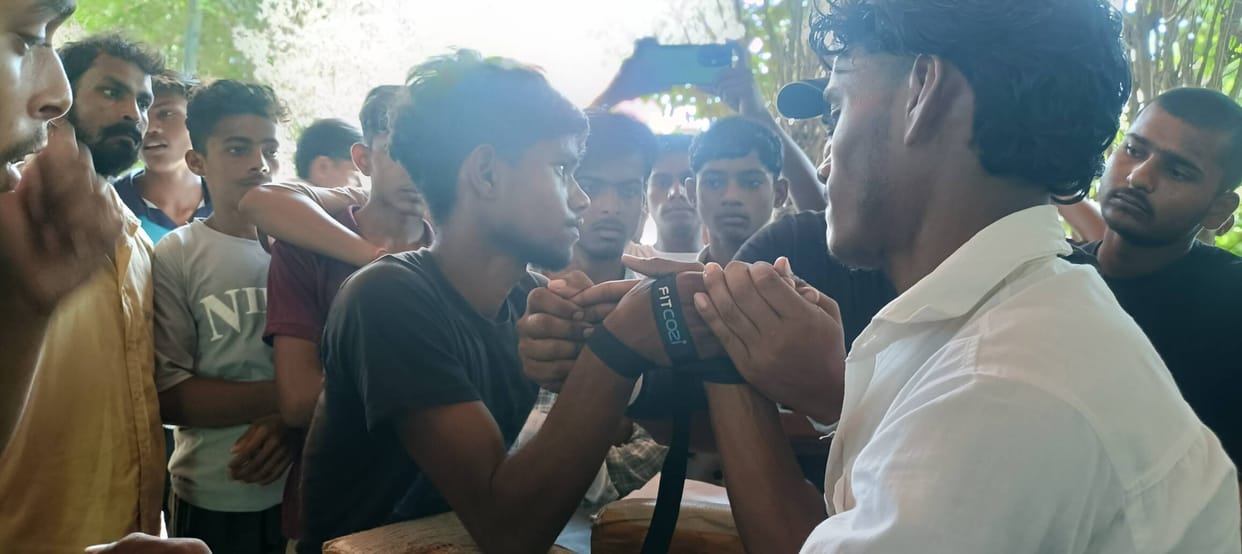 Youths showcased their skills in the arm-wrestling competition.