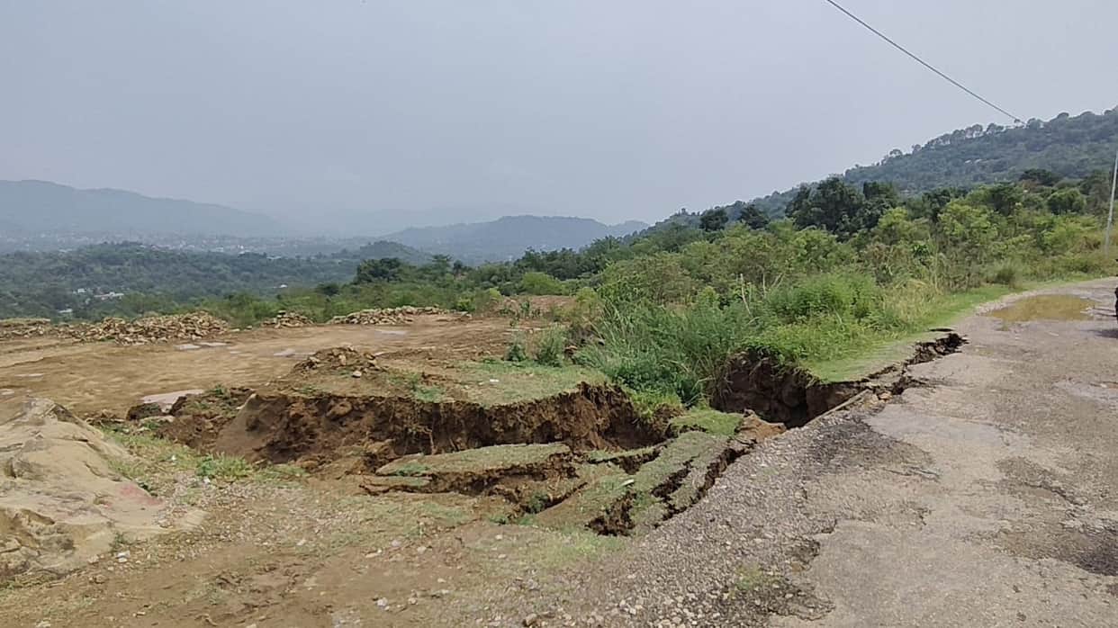 Ground cracks; threat looms over road and proposed 33 kV substation.