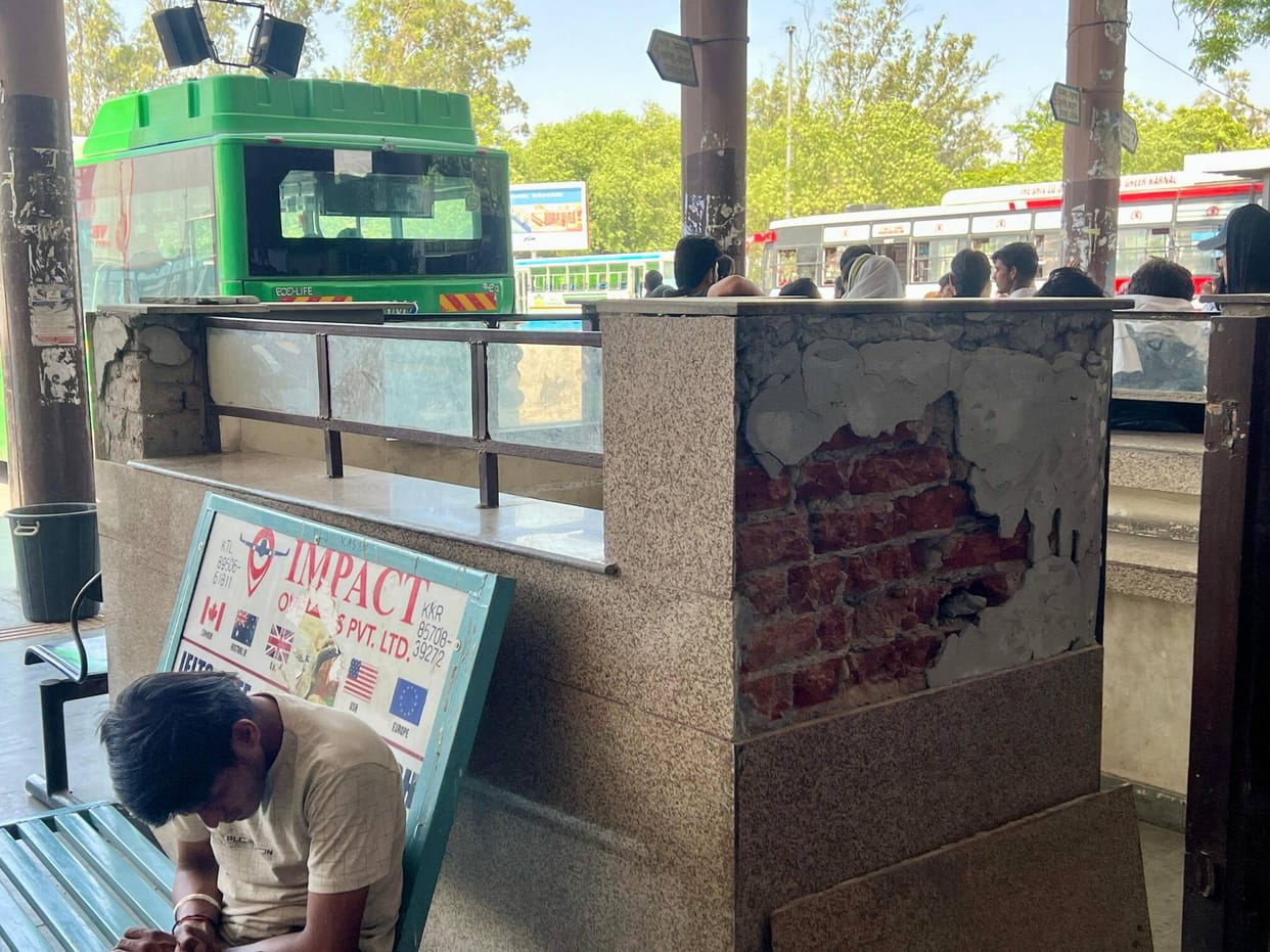 Roadways advance booking counter in dilapidated condition; tiles have started coming off.