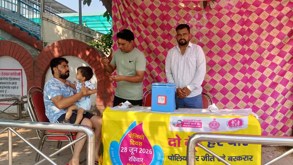 Anti-polio drops administered to 62,000 children on the first day; teams will now visit homes.