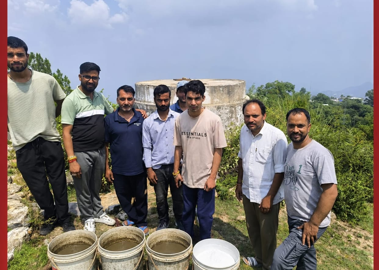 Cleaning of the drinking water tank in Sukhan village conveys a message of cleanliness.