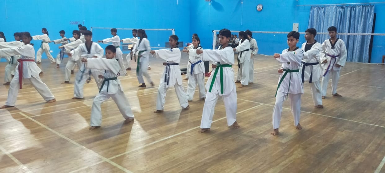 Players learnt the tricks in Taekwondo special training camp