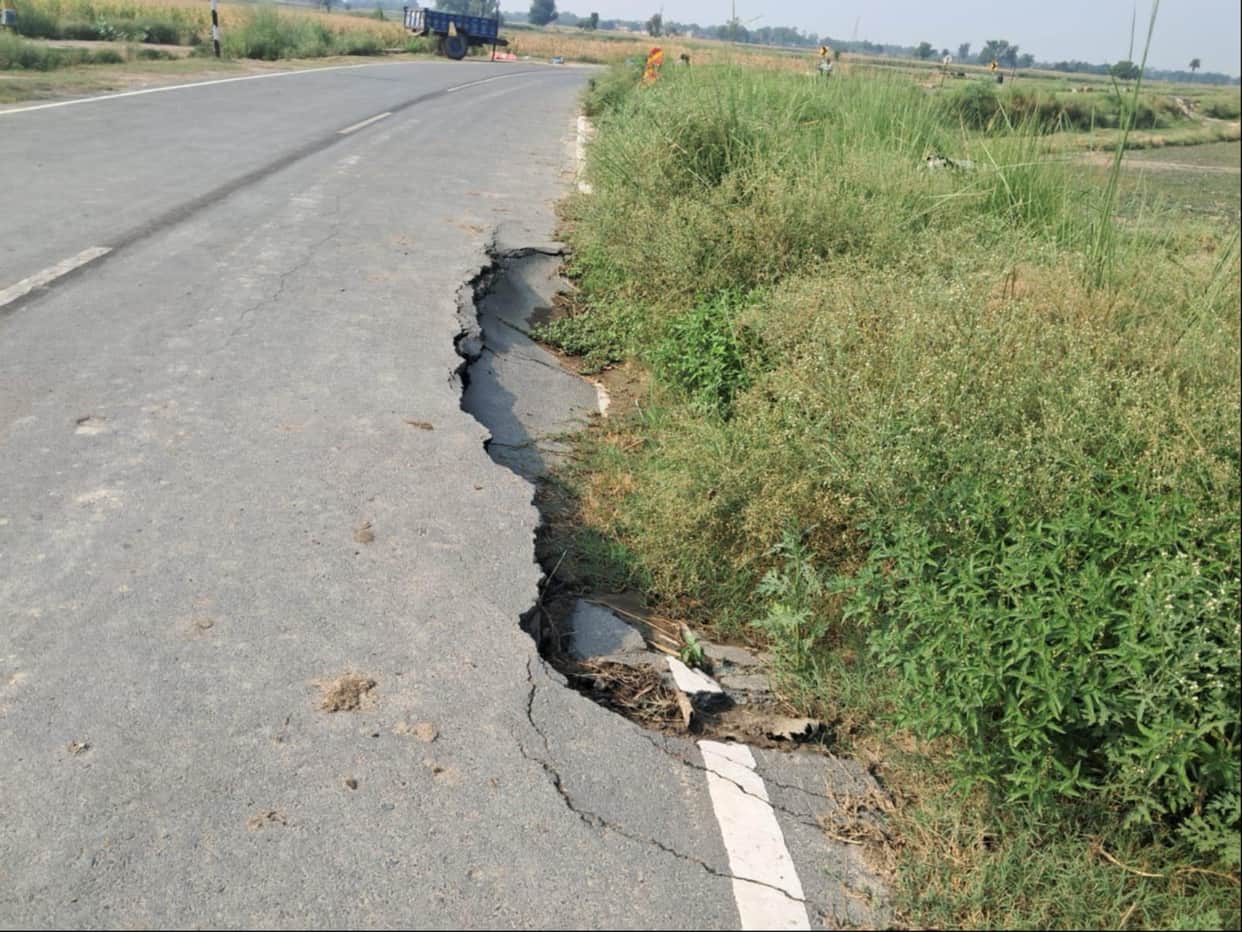 The road built at a cost of Rs 7.5 crore caved in within a year.