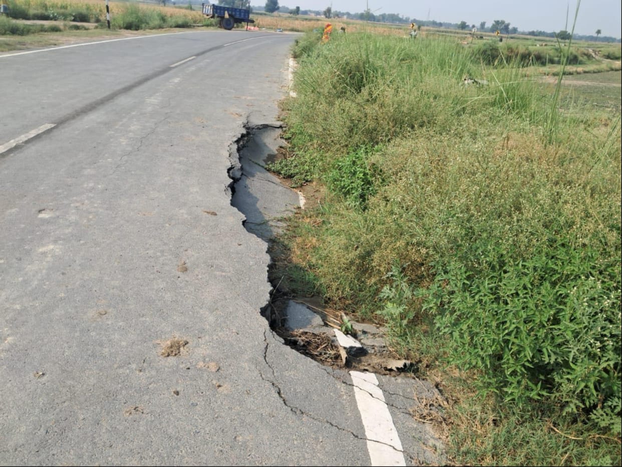 The road built at a cost of Rs 7.5 crore caved in within a year.