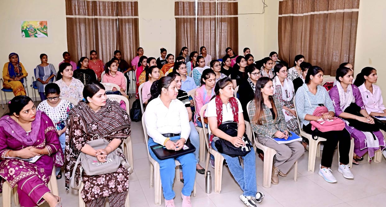 Female students participated in the placement drive.