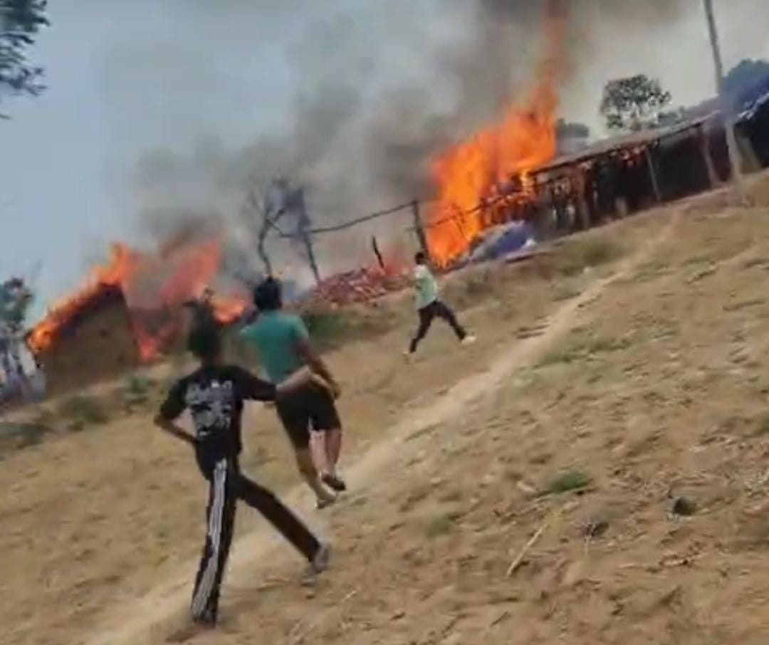 Fire breaks out in two houses; household goods, including cash, reduced to ashes.