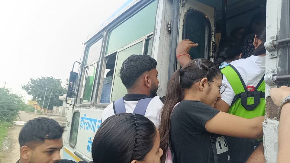 Three villages rely on a single bus; students forced to travel while risking their lives.