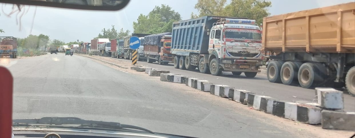 Vehicles crawled along the highway for two hours following a car crash near the bridge