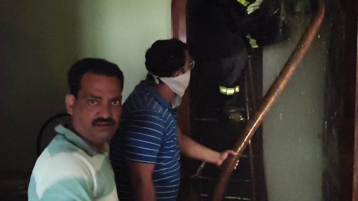 Fire breaks out in house due to AC outdoor unit explosion.