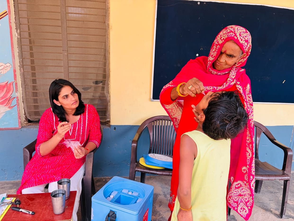 45,965 children received a protective shield from two drops of the anti-polio vaccine