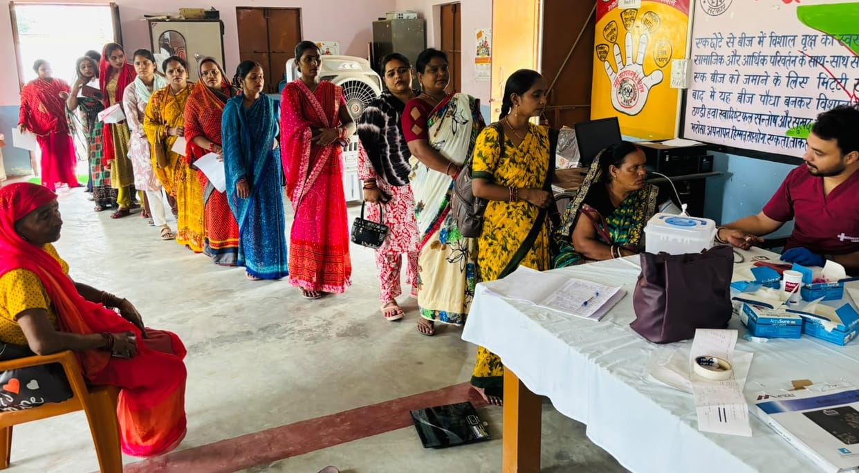 Health check-ups for 120 women were conducted at the camp.