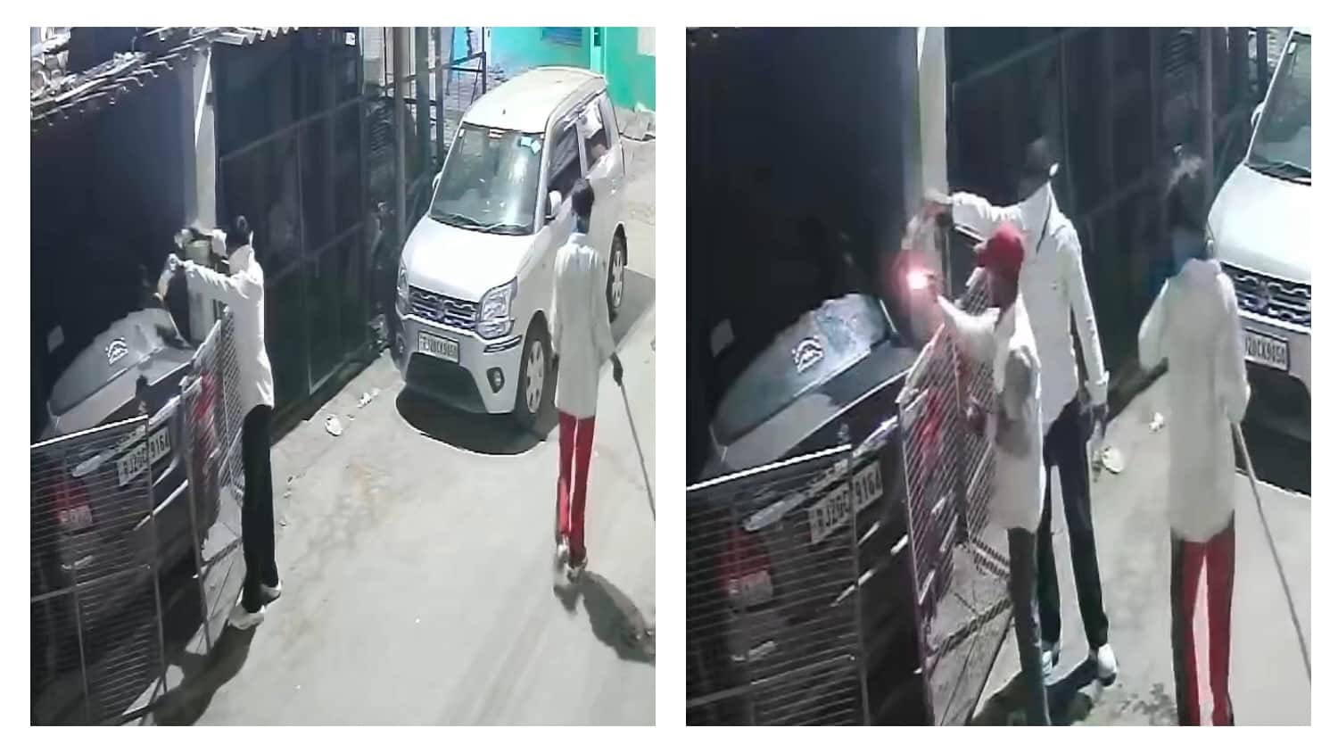 बदमाशों ने कार लगाई आग