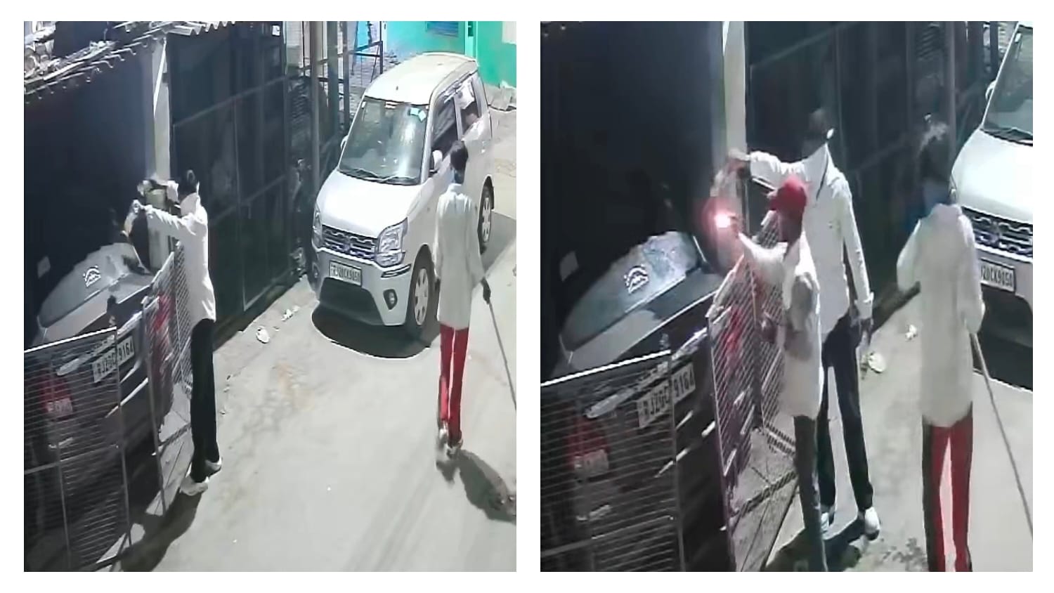 बदमाशों ने कार लगाई आग