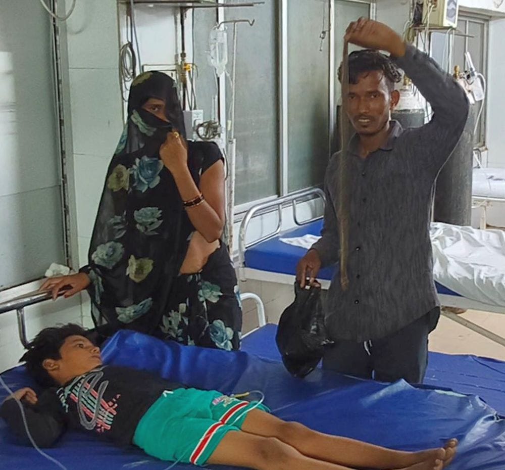 Family members arrived at the hospital with the live snake after it bit the child.