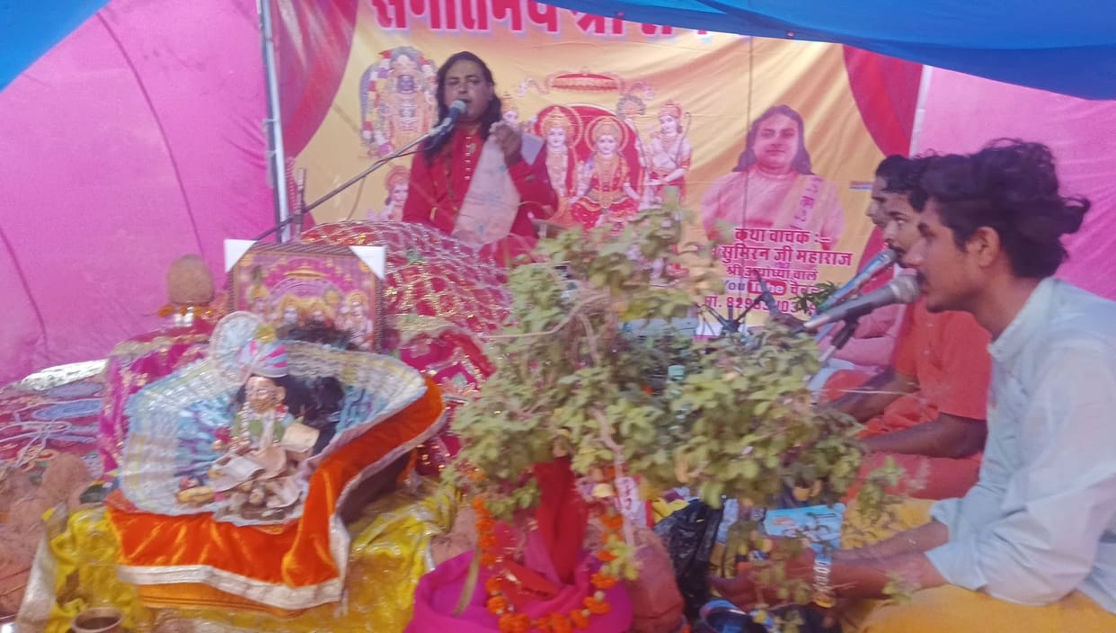 Children took out tableaux of Shiva's marriage