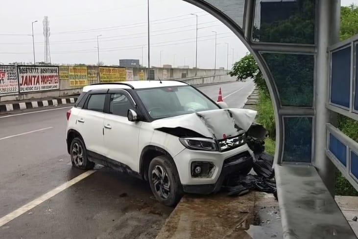 The car went out of control and hit a drain slab, killing the driver.