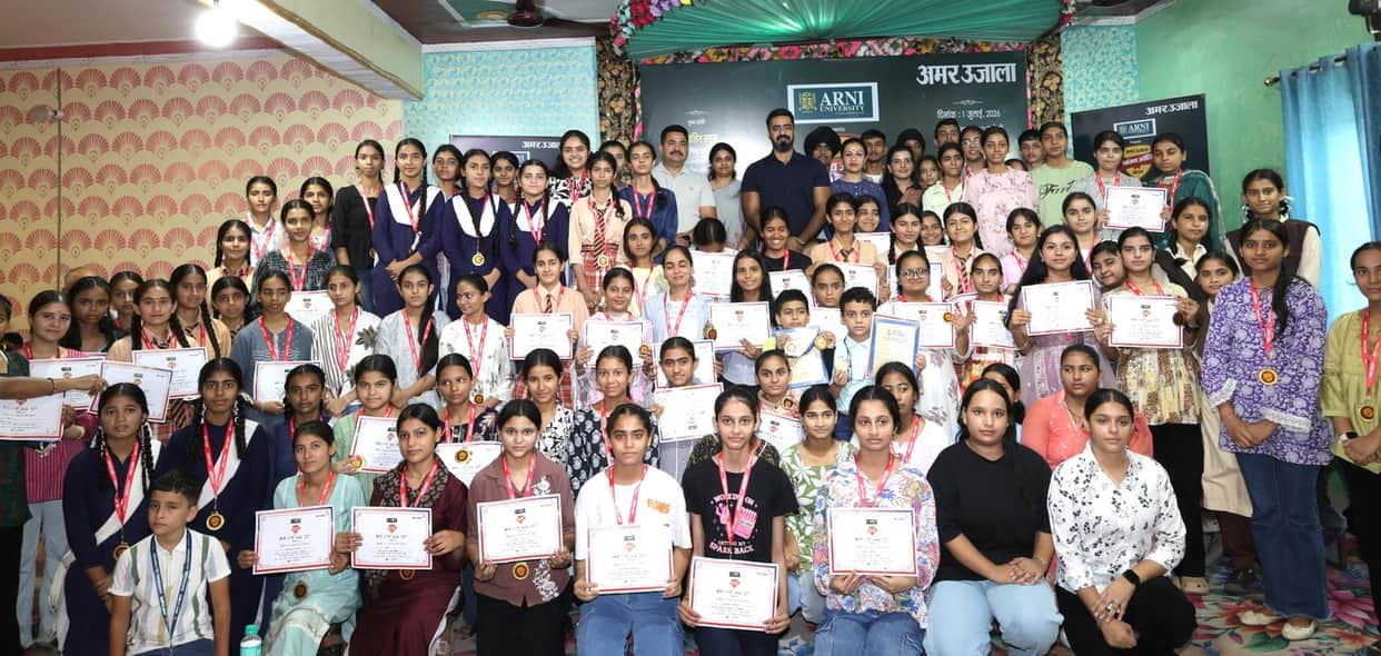 Meritorious students from the district beamed with joy after being honored with medals and certificates.