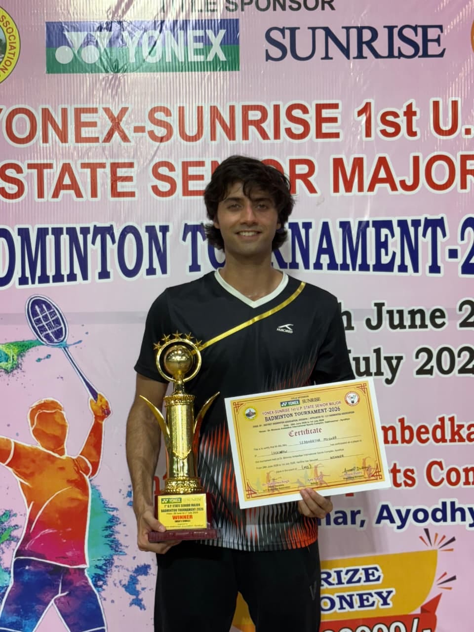 Lucknow shuttler Siddharth becomes state champion.
