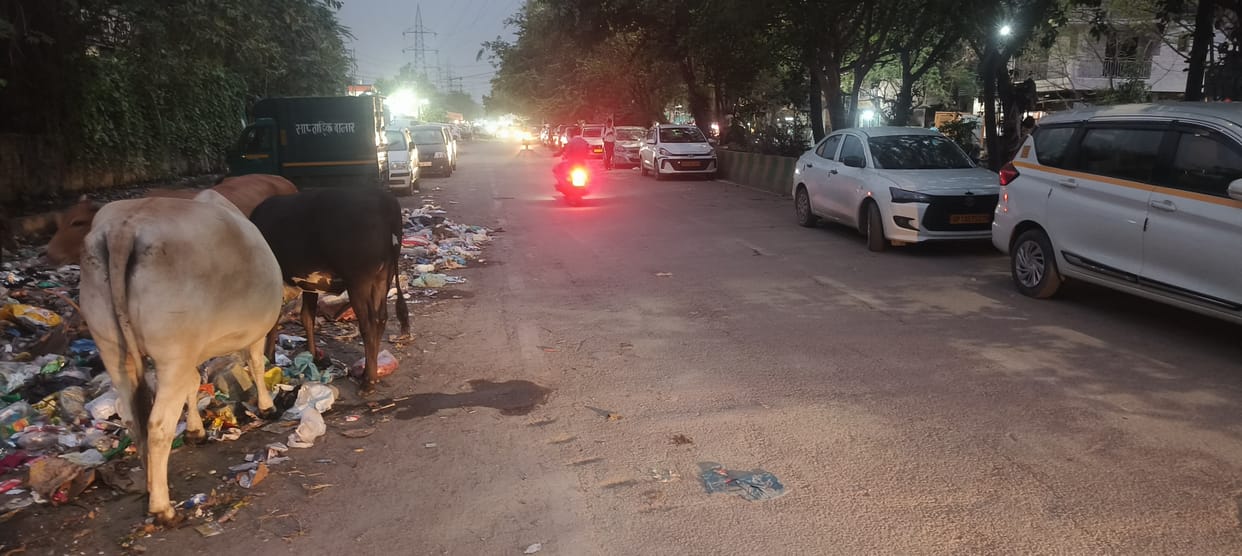 Encroachment began on FSS Road in Indirapuram as soon as the road was constructed.