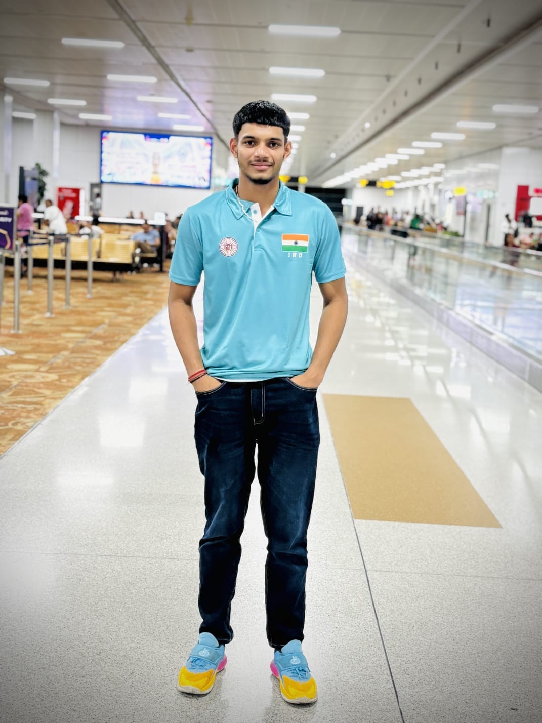 Agra's son waves the Tricolour at the Under-18 Volleyball World Cup.
