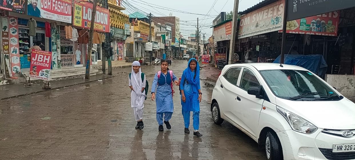 Weather takes a turn in Rajaund; rain accompanied by strong winds.