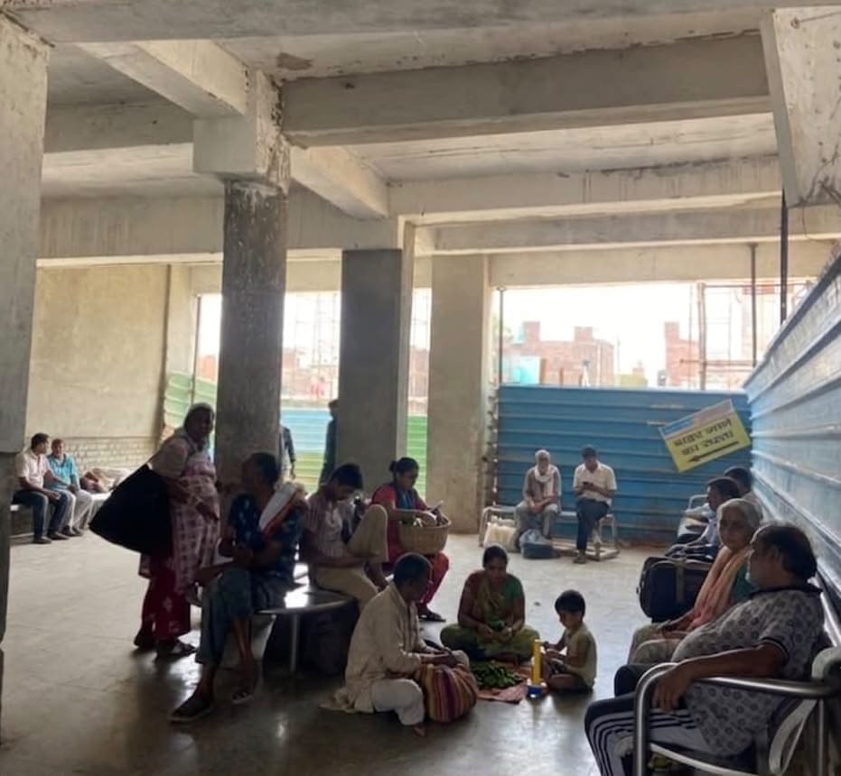 There are inadequate seating arrangements in the waiting room of the old railway station.