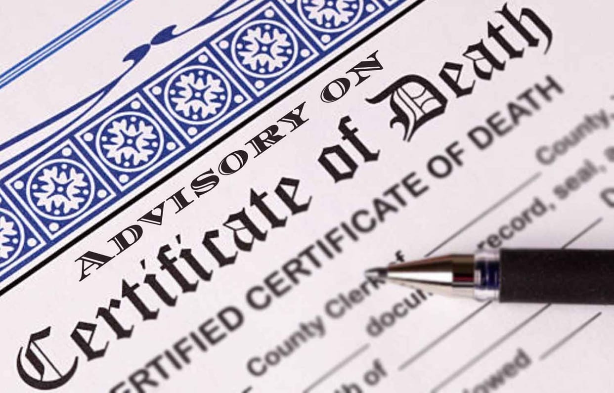 Over 300 death certificates pending at the CMO office.