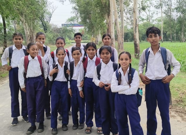 Female students are forced to travel on foot due to the lack of bus facilities.
