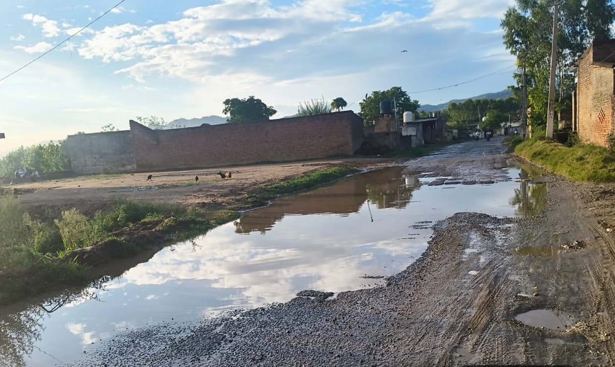 Inconvenience caused by waterlogging on the road in Tevar village