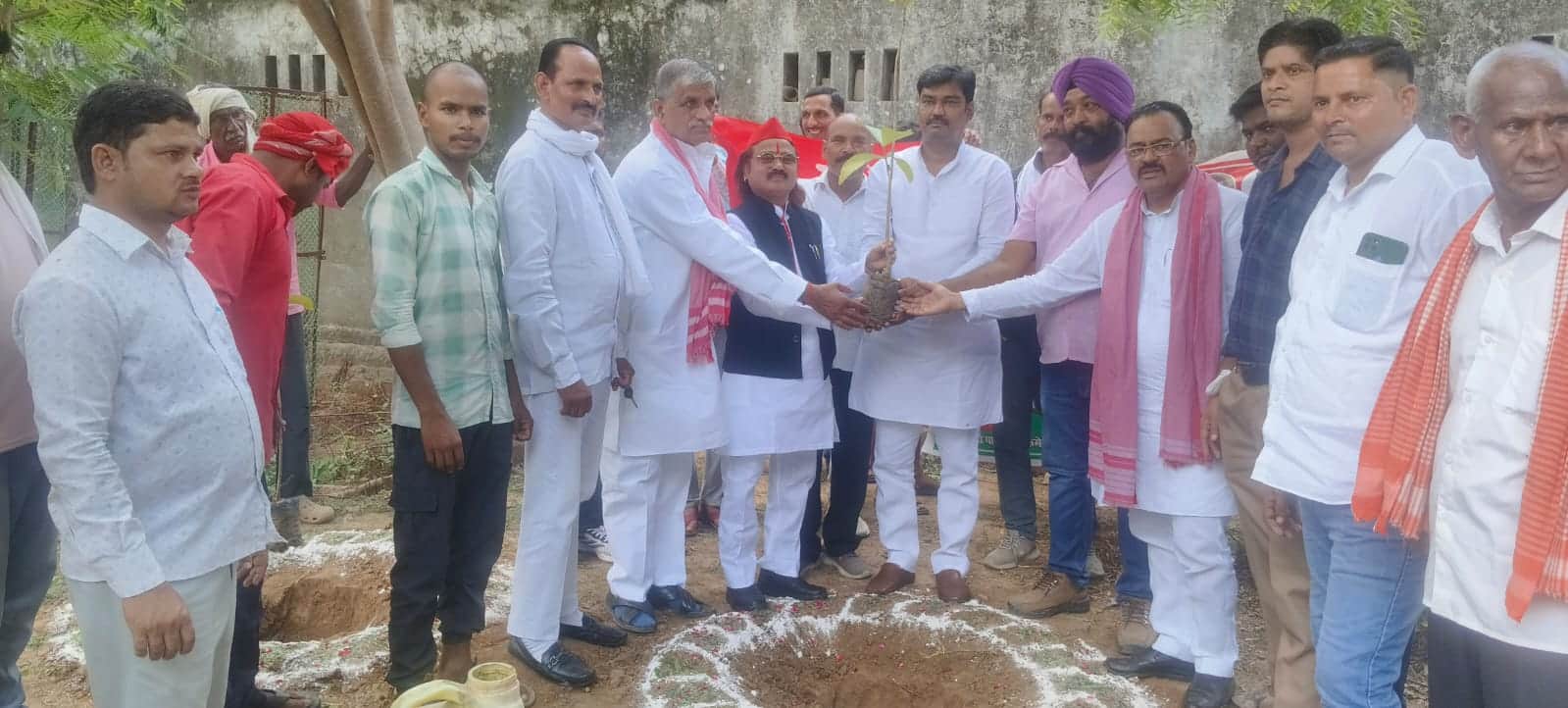 चुर्क क्षेत्र में पौधरोपण करते सपा सांसद छोटेलाल खरवार। स्रोत स्वयं