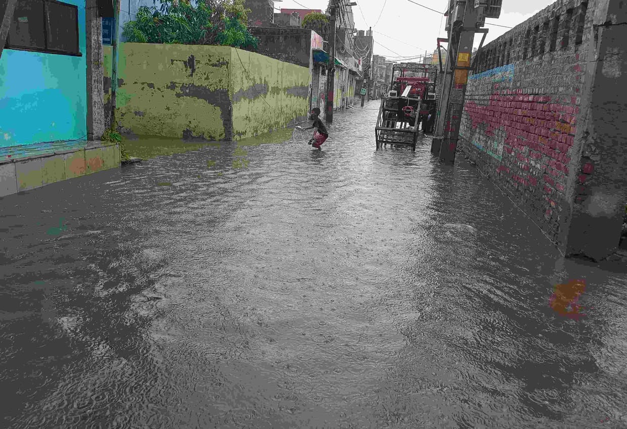 Bahadurgarh received 7.4 mm of rainfall; water accumulated in low-lying colonies.
