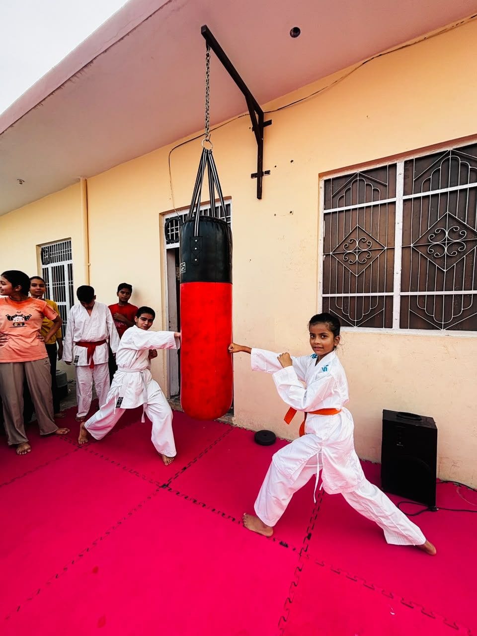 Fitness of Mahendragarh players assessed for the Karate Grand Championship.