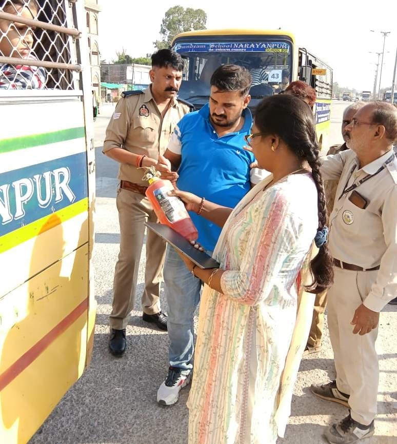 One school vehicle impounded; five challaned.
