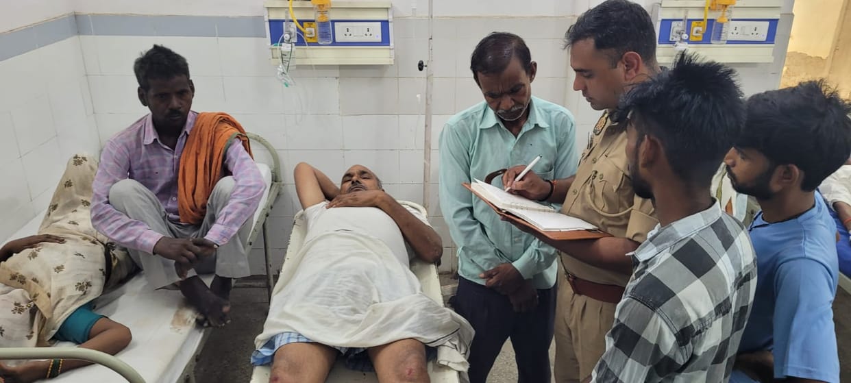Seven people, including a father and relatives on their way to identify the son's body, were injured.