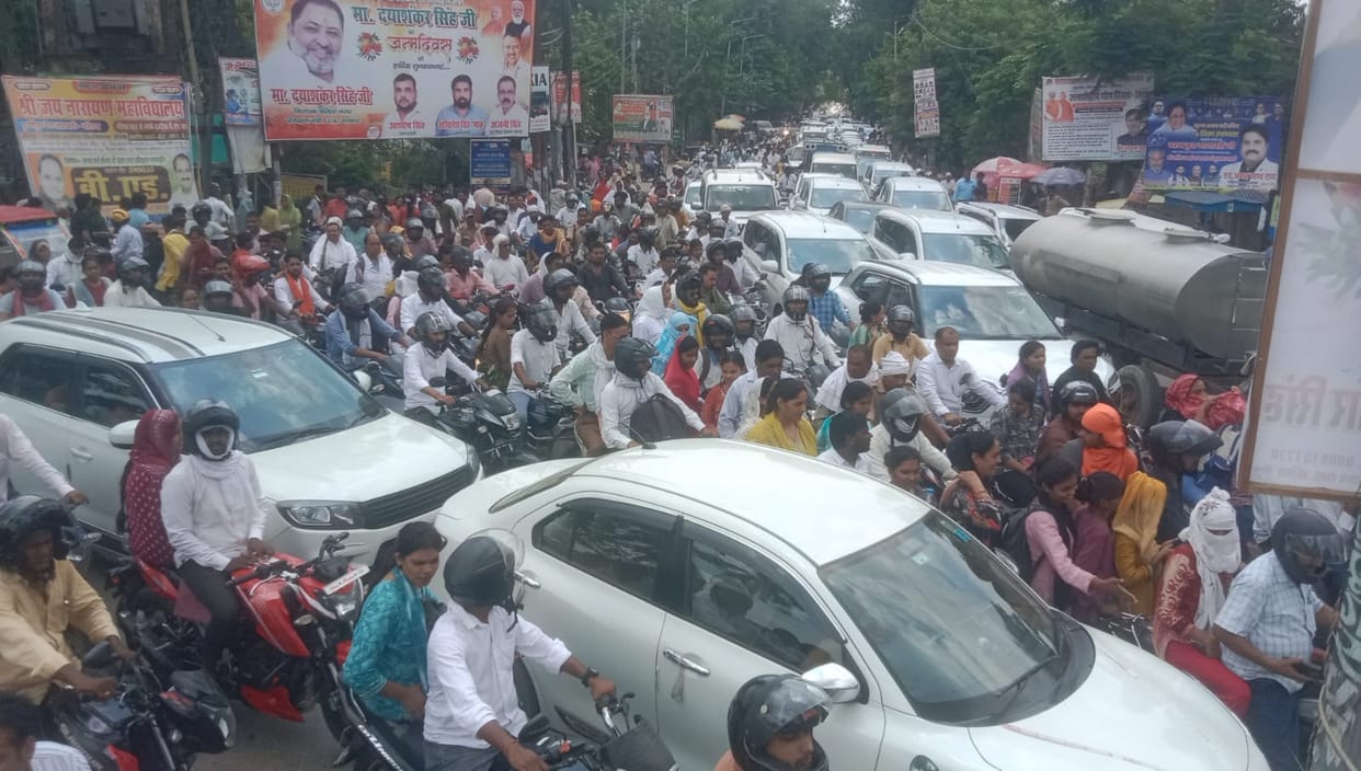 Crowds swelled on the roads after the exam; vehicles crawled