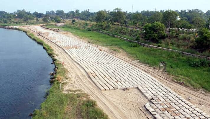 Launching apron will protect the railway track from the flow of Ganga.
