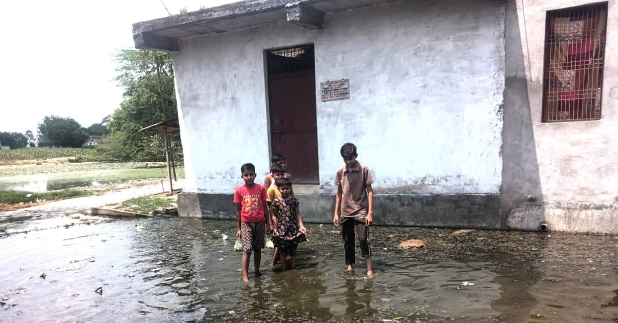 Algae accumulated in the pond; overflow flooded the streets.