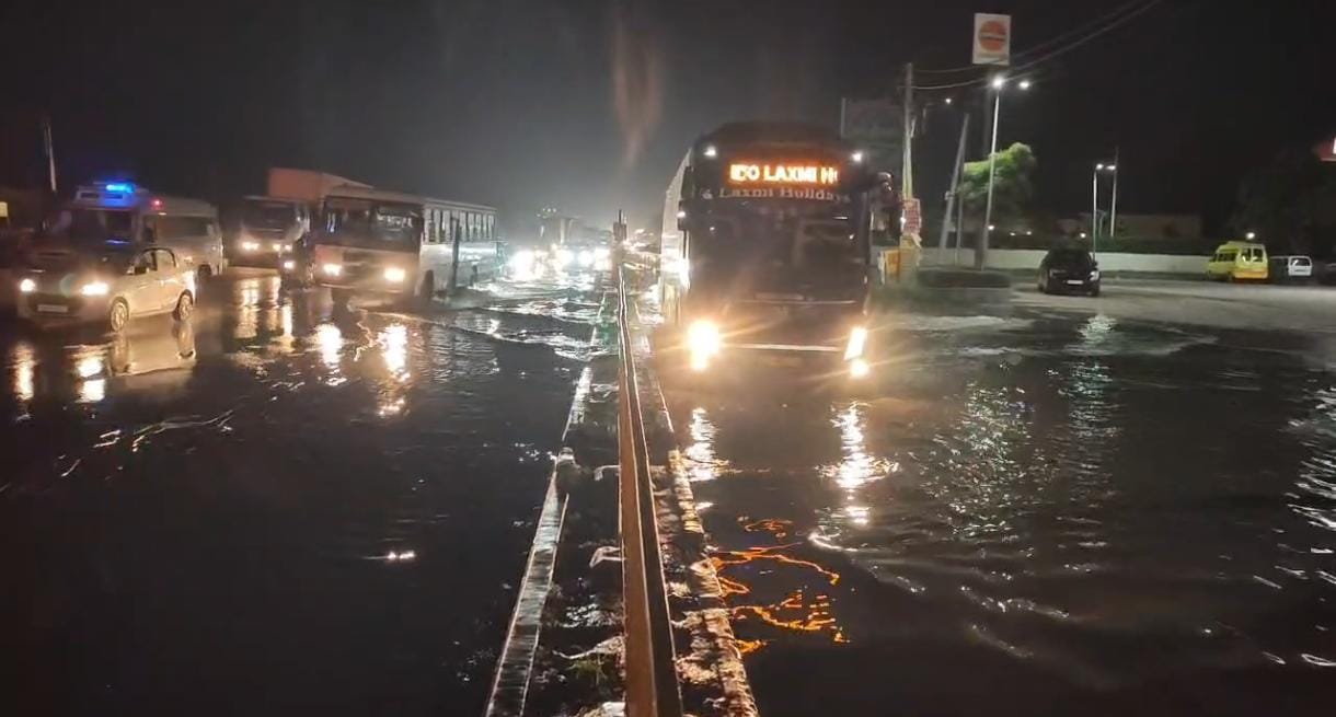 Hefty toll, road submerged: Four vehicles collide on NH-44 due to waterlogging; elderly couple injured.