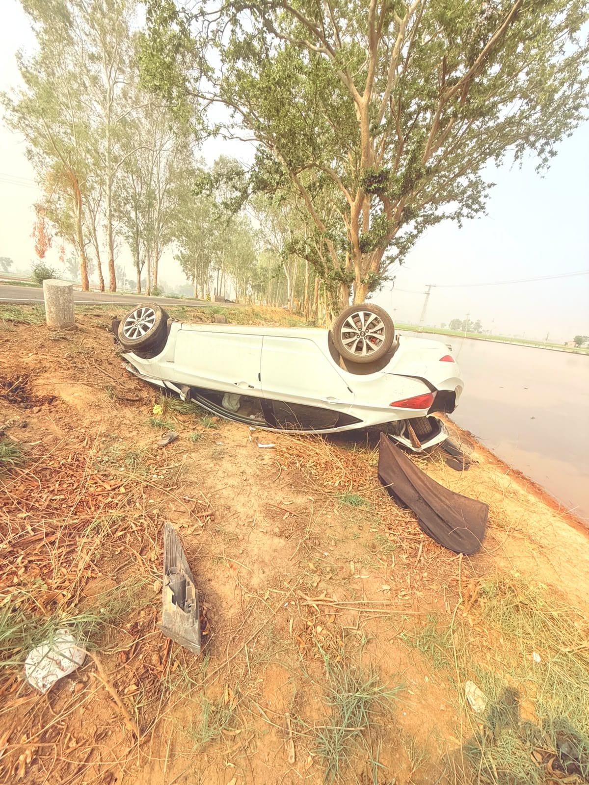Car overturns; siblings on their way to take the HTET exam injured