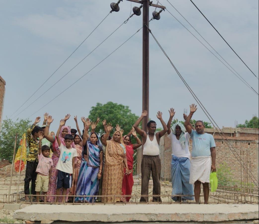 Home lost to the bypass; high-tension wire poses a risk in building a new house.
