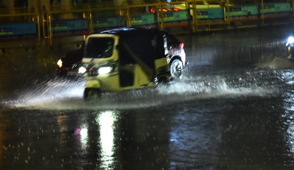 Oppressive humidity made life miserable during the day; heavy rain lashed the area in the evening.