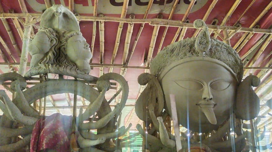 Idols of the Mother Goddess are being crafted from clay and skill